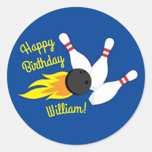 Sticker Rond Bowling Anniversaire de enfant Party Cute Sports