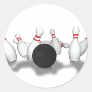 Sticker Rond   Bowling Ball & Pins : Modèle 3D: