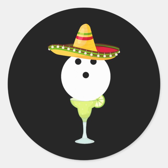Sticker Rond Bowling Byll Avec Sombrero Et Margarita Sport Cin (Devant)