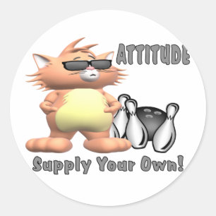 Sticker Rond Bowling Chat : Attitude
