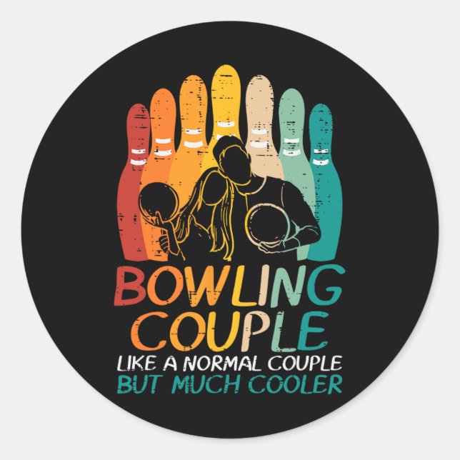 Sticker Rond Bowling Couple Comme Glacière Normal Correspondant (Devant)