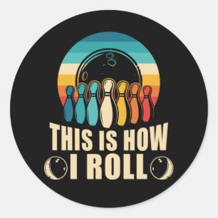 Sticker Rond Bowling Fun Strike Lover Retro