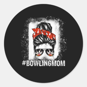 Sticker Rond Bowling Maman Messy Bun Bleached Mère's Day Cadeau