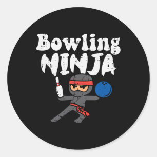 Sticker Rond Bowling Ninja Funny Bowler Boys Girls Kids Toddler