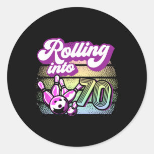 Sticker Rond Bowling Party Rolling En 70 Bowling Anniversaire 1