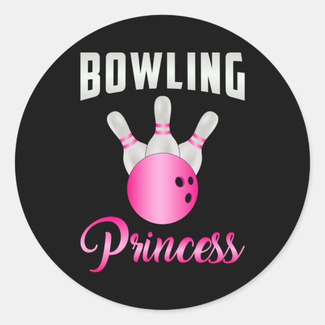 Sticker Rond Bowling Princess Girl Queen Bowl Bowler Drôle cade (Devant)
