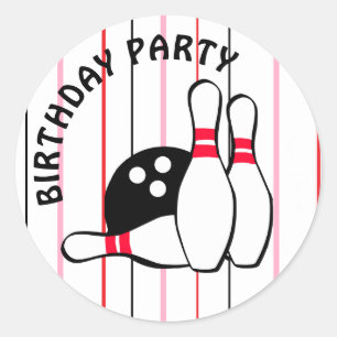 Sticker Rond Bowling Thème Anniversaire Fête