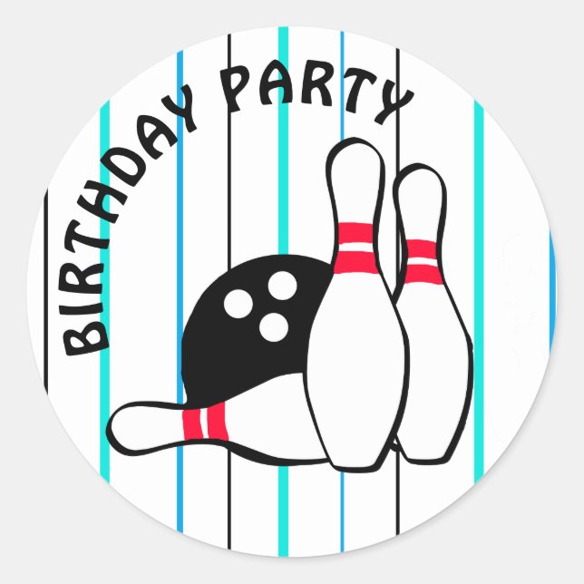 Sticker Rond Bowling Thème Anniversaire Fête (Devant)