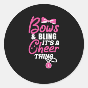 Sticker Rond Bows Et Bling C'Est Une Chose Gaie Pom-pom girl