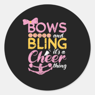 Sticker Rond Bows Et Bling C'Est Une Danse De Pom-pom girl Chèr