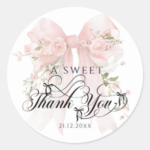 Sticker Rond Bowtiiful One 1er Anniversaire Fleurs Ruban Filles