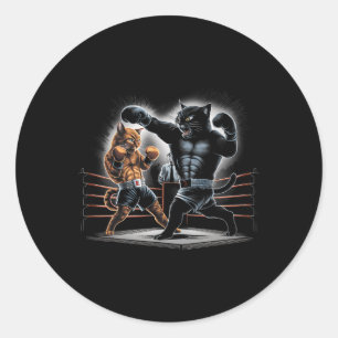 Sticker Rond Boxe Chats Kitty Boxing Amateurs Design graphique