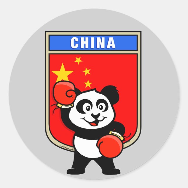 Sticker Rond Boxe Chine Panda (Devant)