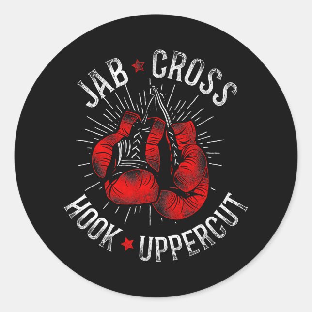 Sticker Rond Boxe crochet croisé Jab Uppercut (Devant)