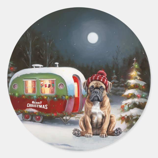 Sticker Rond Boxe d'hiver Caravan Christmas Adventure (Devant)