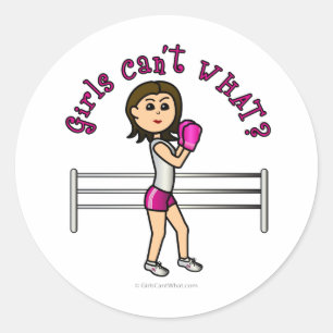 Sticker Rond Boxe féminine rose pâle