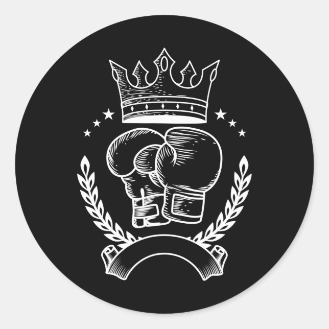 Sticker Rond Boxe Gant Couronne Boxer Coach Combat Sport (Devant)