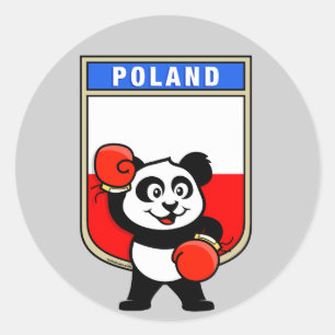 Sticker Rond Boxe Pologne Panda