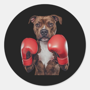 Sticker Rond Boxe Staffordshire Bull Terrier