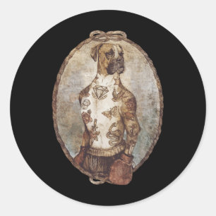 Sticker Rond Boxer Chien Boxer Funny Boxer Art Box Club Pour Ho