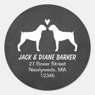 Sticker Rond Boxer Chien Silhouettes Adresse de retour