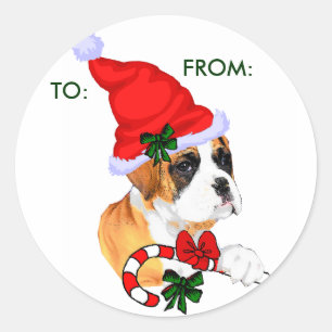 Sticker Rond Boxer Christmas Gifts, À :, DE :