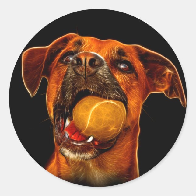 Sticker Rond Boxer Dog Art Moderne (Devant)