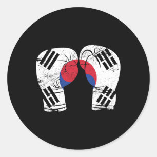 Sticker Rond Boxer Gants Drapeau Coréen Corée du Sud