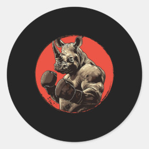 Sticker Rond Boxer Rhino