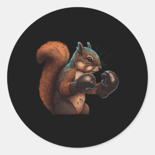 Sticker Rond Boxer Squirrel Boxer Gants Boxer Kickboxing Mixed