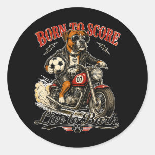 Sticker Rond Boxeur sur moto aime le football - Soccer Digor