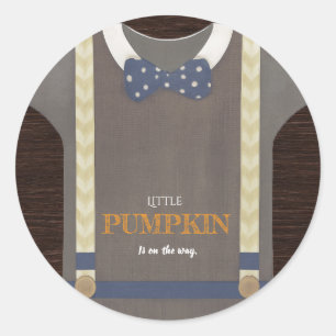 Sticker Rond Boy baby shower autum chute bleu burlap bodysuit