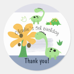 Sticker Rond Boy Dinosaur Jurassic fête d'anniversaire