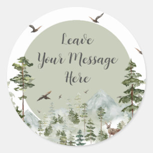 Sticker Rond Boy Pine Tree Forest Mountain Aimez votre message