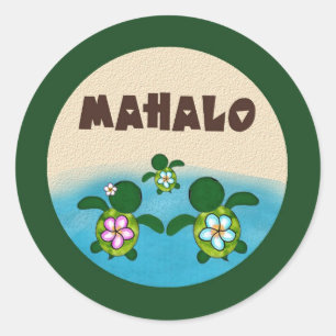 Sticker Rond BOY Sea TURTLE Baby shower (Honu) 02B Mahalo #4