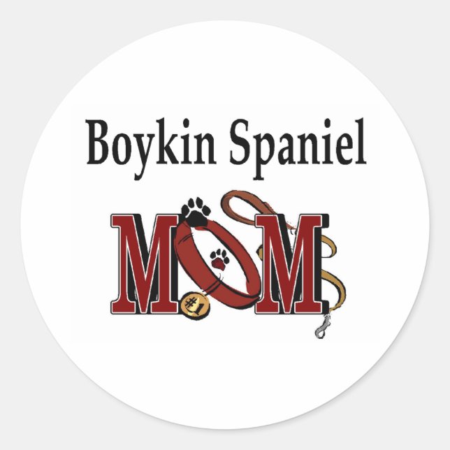 Sticker Rond Boykin Spaniel Chien MOM (Devant)