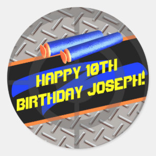 Sticker Rond Boys Anniversaire Dart Wars Laser Tag Décor en mou