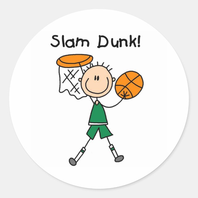 Sticker Rond Boys Basketball Slam Dunk (Devant)