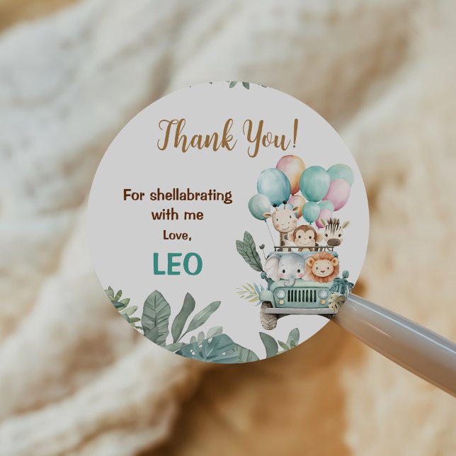 Sticker Rond Boys Cute Safari Birthday  (Créateur téléchargé)