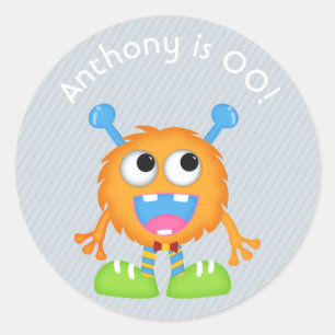 Sticker Rond Boys Little Monster à thème Fête d'anniversaire
