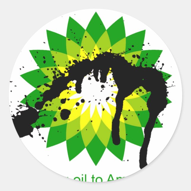 Sticker Rond BP nous apportons l'huile aux rivages américains (Devant)