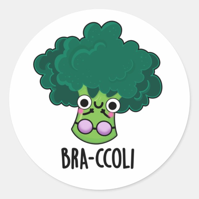Sticker Rond Bra-ccoli drôle Veggie Brocoli Bra Pun (Devant)