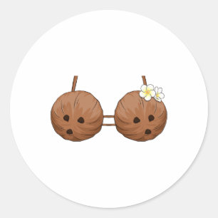 Sticker Rond Bra de noix de coco d'été Costume d'Halloween Hawa