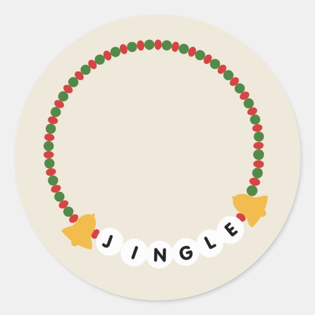 Sticker Rond Bracelet d'amitié Jingle Bells Noël (Devant)