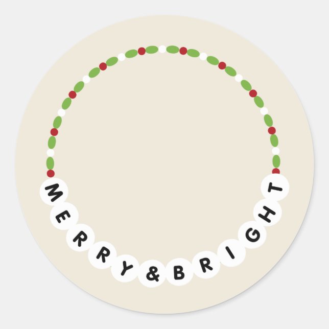 Sticker Rond Bracelet D'Amitié Joyeux Et Lumineux Noël (Devant)