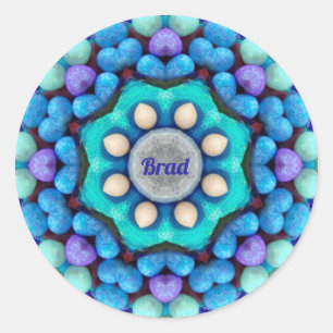 Sticker Rond BRAD EASTER ~ OEUFS Bleus verts pour les dons de P