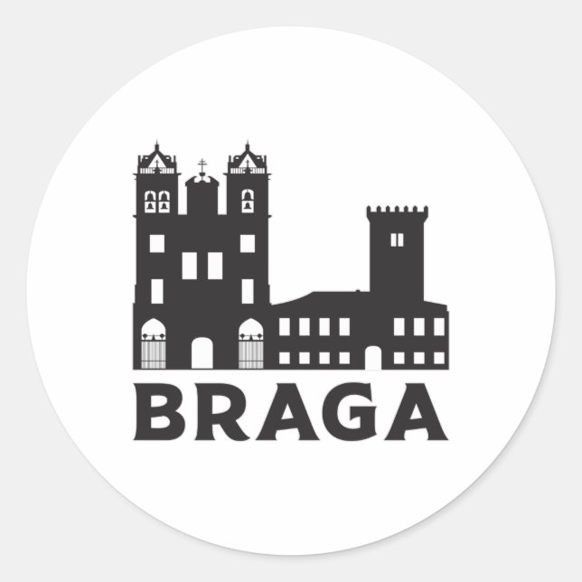 Sticker Rond Braga Portugal City Skyline Cityscape Idée cadeau (Devant)