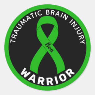 Sticker Rond Brain Traumatique Brain Blessé Guerrier Ruban Noir