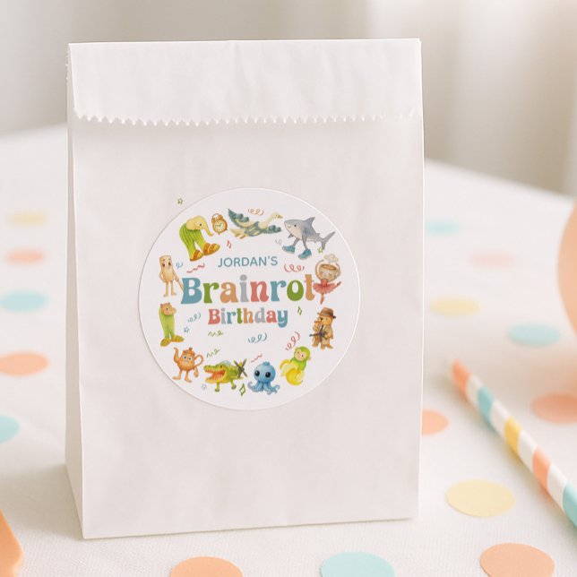 Sticker Rond Brainrot Meme Birthday Party (Créateur téléchargé)