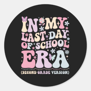 Sticker Rond Branché à mon époque de dernier jour d'école Deuxi
